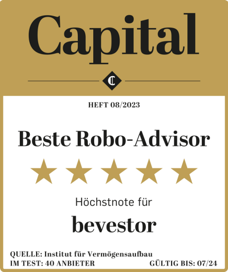  Siegel: bevestor mit Bestnote in Robo-Advisor Studie 2023